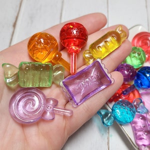 Assorted Colorful Candy Cabochons - Flatback Resin - Kawaii Cabochon - Resin Candies - Slime Charms