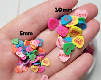 FAKE Bright Conversation Heart Sprinkle Mix - Fake Sprinkles - Clay Sprinkles - Decoden Sprinkle - Heart Sprinkles - Slime Sprinkles
