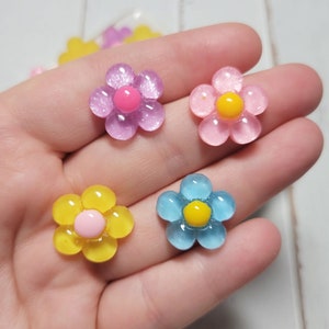 Kawaii Flower Cabochons - Flatback Resin - Kawaii Cabochon - Flower Charms - Flower Cabochons