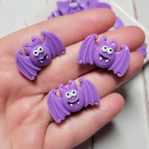 Purple Bat Cabochons - Flatback Resin - Kawaii Cabochon - Flatback Cabochons - Halloween Cabochons