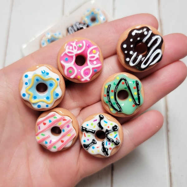 Assorted Donut Cabochons - Flatback Resin - Kawaii Cabochon - Dessert Cabochons - Slime Charms