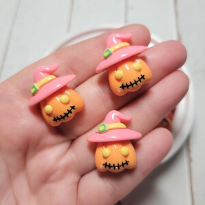 Spooky Cute Pumpkin Cabochons - Flatback Resin - Kawaii Cabochon - Halloween Cabochons