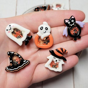 Assorted Halloween Shaker Cabochons - Flatback Resin - Kawaii Cabochon - Halloween Cabochons - Shaker Cabochons