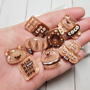 Beary Sweet Cabochons - Resin Bears - Resin Donuts - Chocolate Bears - Bear Cabochons - Bear Charms