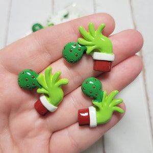 A Mean One&#39;s Grip Cabochons - Flatback Resin - Kawaii Cabochon - Christmas Cabochons - Slime Charms
