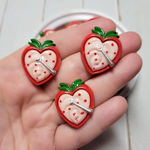 Strawberry Dessert Cabochons - Flatback Resin - Kawaii Cabochon - Valentine Cabochons - Slime Charms