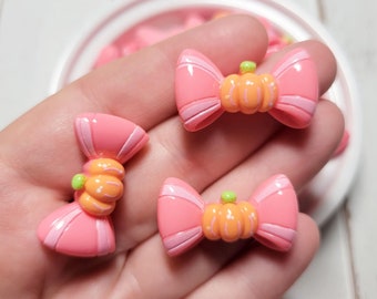 Pumpkin Bow Cabochons - Flatback Resin - Kawaii Cabochon - Halloween Cabochons