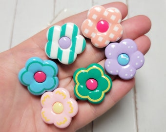 Colorful Flower Cabochons - Flatback Resin - Kawaii Cabochon - Construction Cabochons - Slime Charms