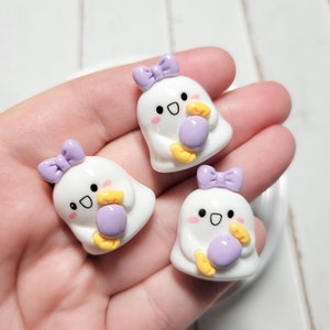 Kawaii Ghost and Candy Cabochons - Flatback Resin - Kawaii Cabochon - Halloween Cabochons