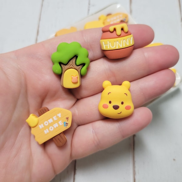 Honey Bear Cabochons - Flatback Resin - Kawaii Cabochon - Camping Cabochons - Bear Charms - Slime Charms