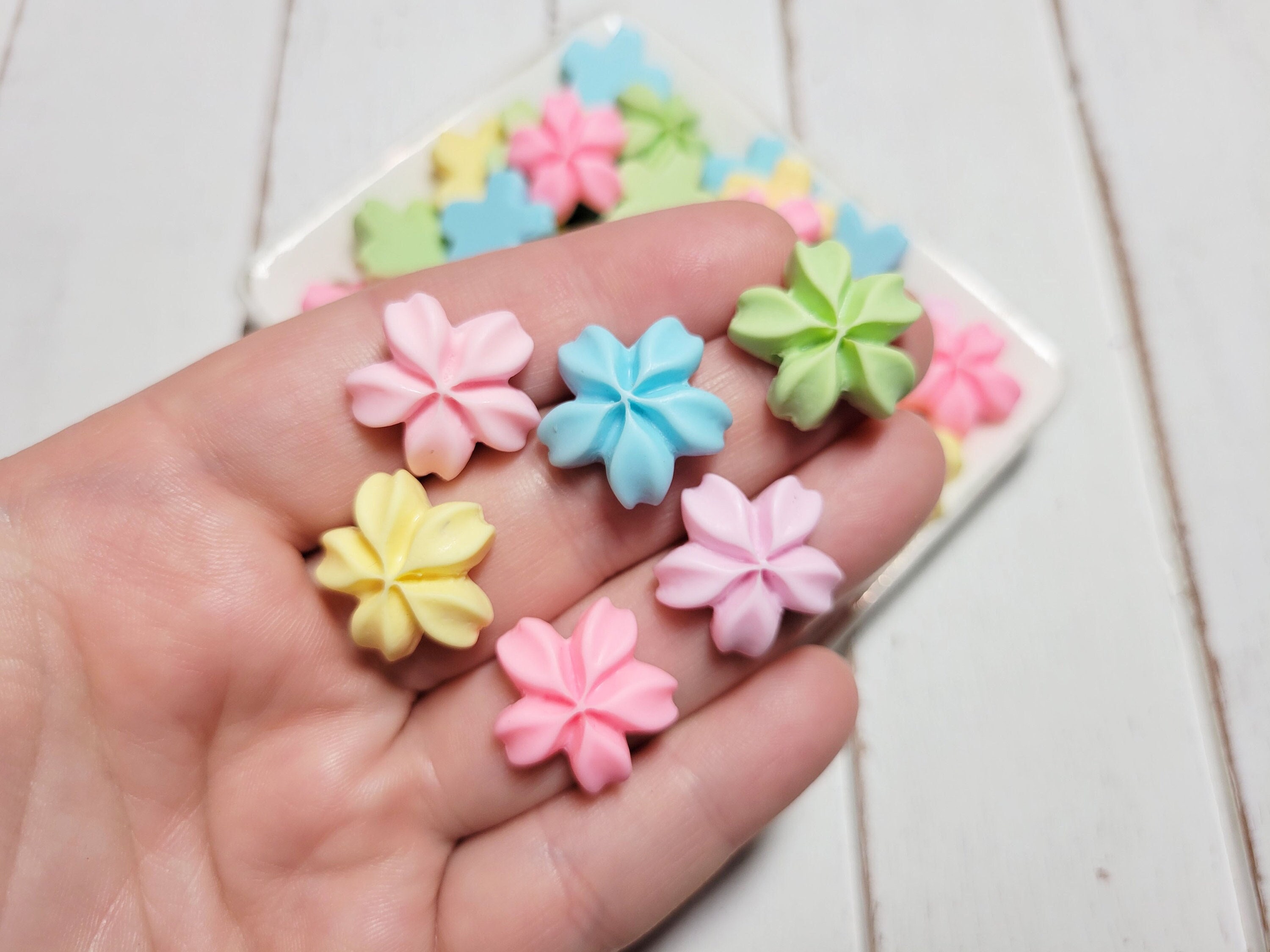 Spring Flower Leaves Butterfly Blossom Easter Fake Clay Sprinkles Deco