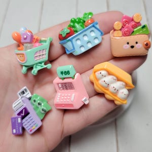 Grocery Shopping Cabochons - Flatback Resin - Kawaii Cabochon - Slime Charms