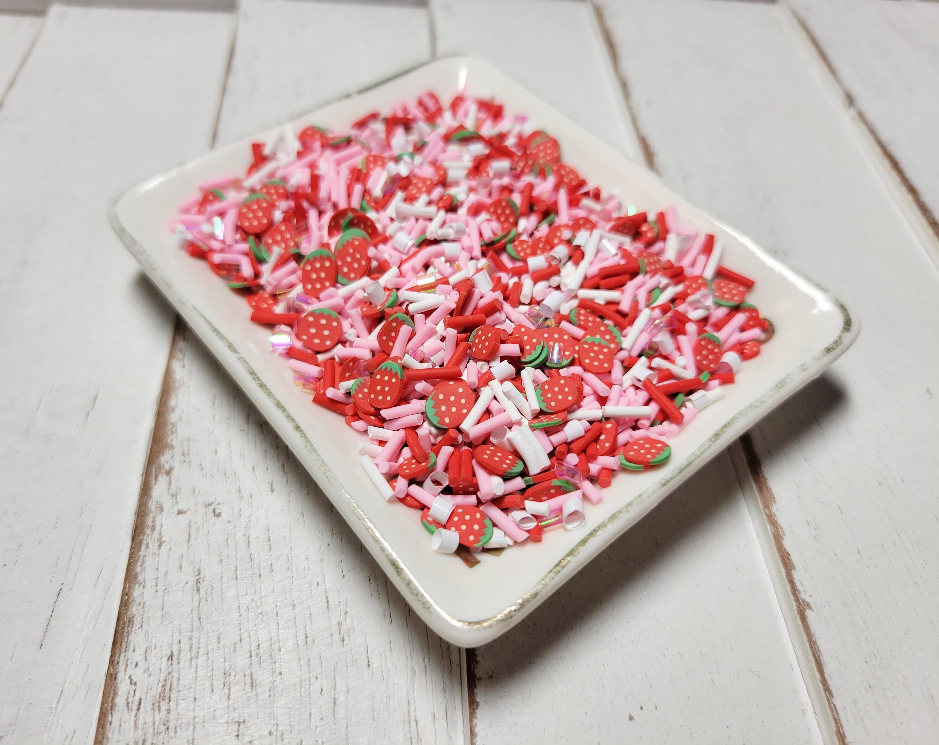 FAKE Strawberry Shortcake Sprinkles - Fake Sprinkles - Fake Food - Clay Sprinkles - Tumbler Sprinkles - Epoxy Sprinkles
