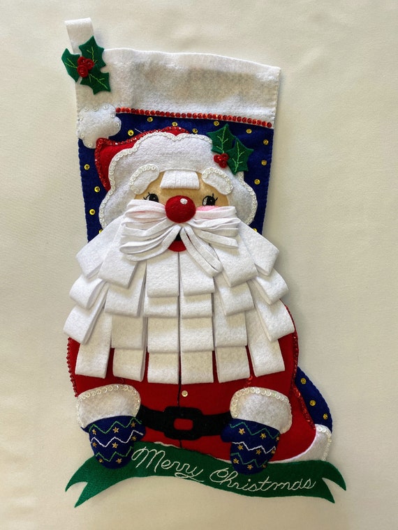 Finished Authentic Bucilla Stocking Kit Bearded Santa 