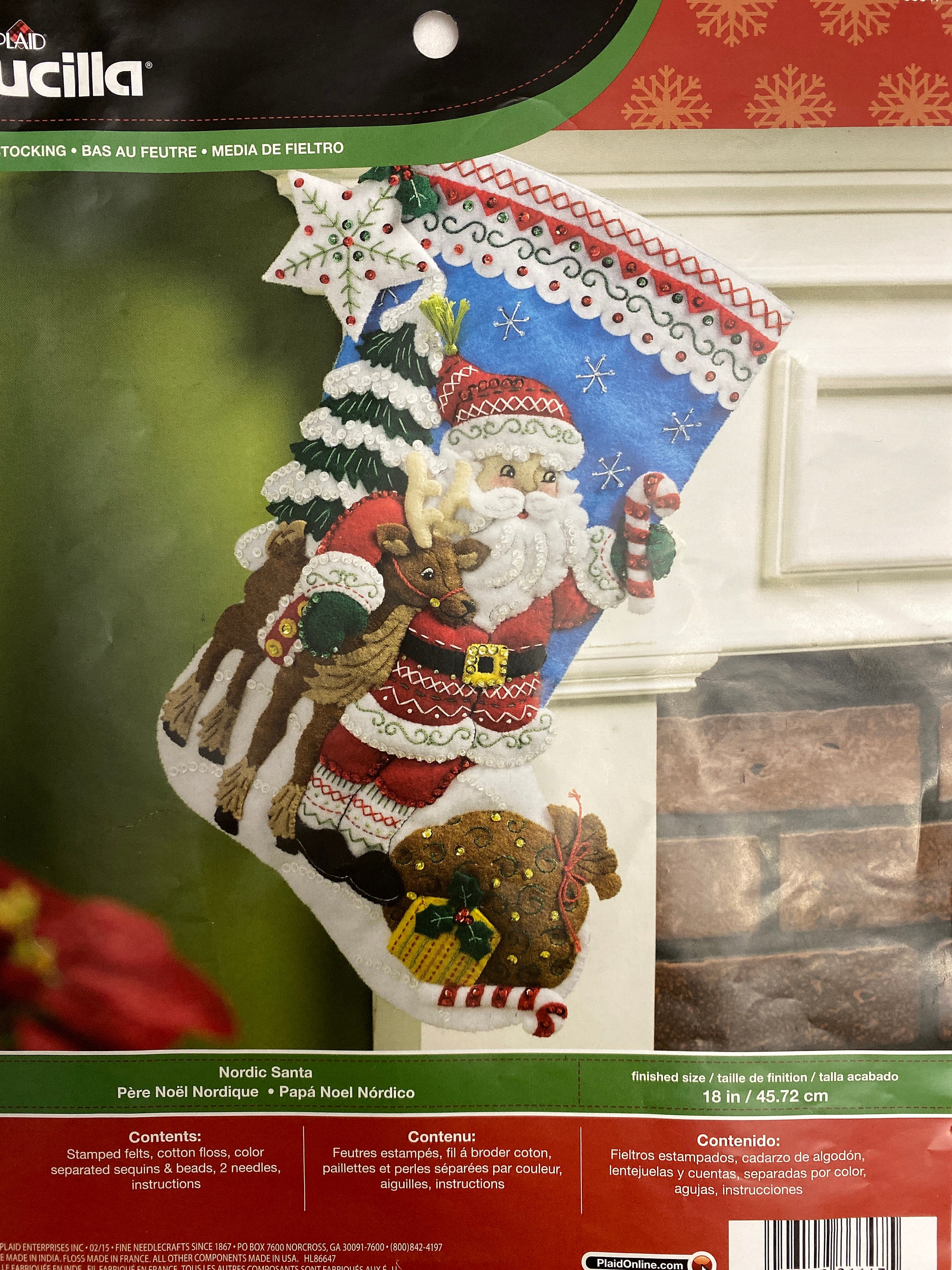 Finished Authentic Bucilla Stocking Kit Nordic Santa Etsy