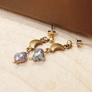 Retro moon earrings/freshwater pearl