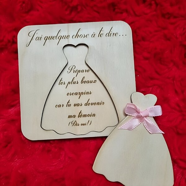 Tarjeta de solicitud de testigo de boda personalizable. Idea original en madera para hacer el pedido