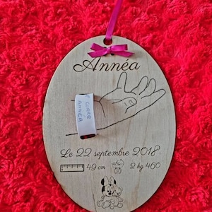 Porte bracelet de naissance personnalisé avec prénom,date, heure, poids, taille. Souvenir enfant, cadeau naissance