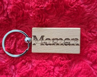 Personalized wooden key ring for mom, dad, mother's day, father's day, birthday gift, grandpa, grandma, uncle, tata, witness