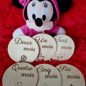 Carte étape bébé. Lot de 6 cartes gravés recto verso avec support pour photos. Cadeau idéal et original naissance, grossesse, baby-shower