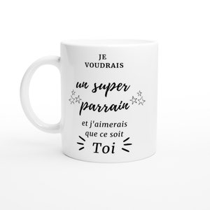 Ceramic mug asks for Godfather. Original gift to make the request to the future Godfather