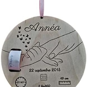 Porta bracciale nascita personalizzato con nome, data, ora, peso, altezza. Ricordo del bambino, regalo di nascita