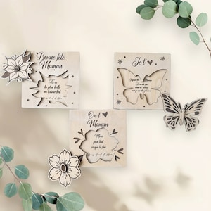 Carte en bois personnalisable . Cadeau idéal pour la fête des mères, un anniversaire ...cadeau sentimental pour exprimer votre amour