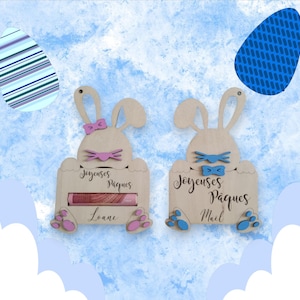 Porte Monnaie ou porte carte cadeau Lapin de Pâques. cadeau original personnalisé avec le prénom de l'enfant