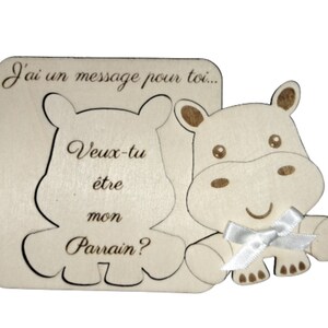 Carte annonce grossesse pour Demande originale pour être parrain, marraine, tata, tonton, grand parent. Carte en bois. Faire part original