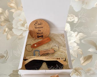 Customizable gift box for a groomsman, groom, or as a proposal gift for a best man. Various box options available.