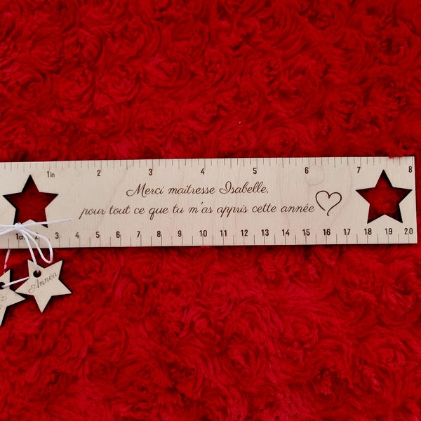 Customizable wooden ruler - Perfect gift for Masters, Mistresses, Nannies and Atsems - Personalized ruler for teachers