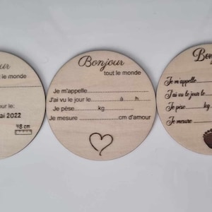 Wooden birth card/welcome card. Baby birth announcement card. Ideal accessory to personalize as soon as baby arrives