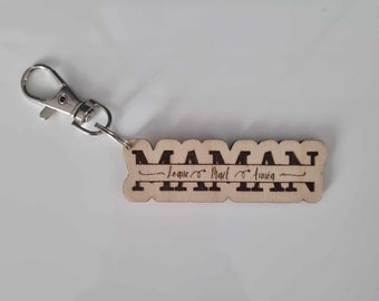 Porte clé bois personnalisé pour Maman. Cadeau original avec les prénoms des  enfants, idéal pour fête des mères, anniversaire, Noël