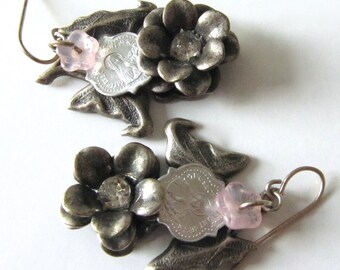 Handgemaakte religieuze kleine roos St. Theresa Therese Charm Dangle Flower Oorbellen
