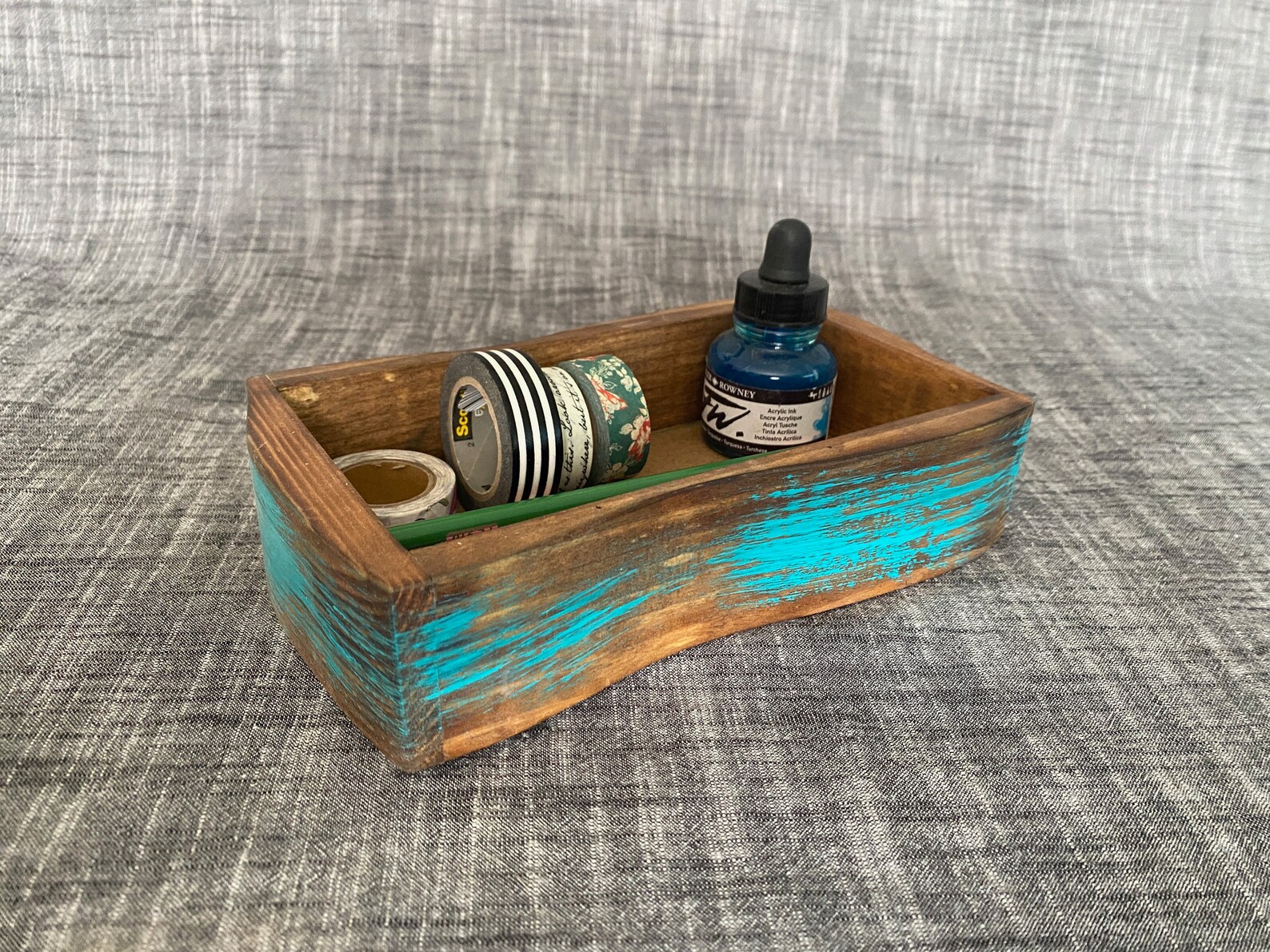 Wood desk tray / side table tray / organization box // Etsy