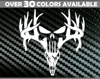 Punisher Hirsch Schädel Hunter Auto Lkw Van Vinyl Aufkleber Aufkleber Club Hörner Geweih