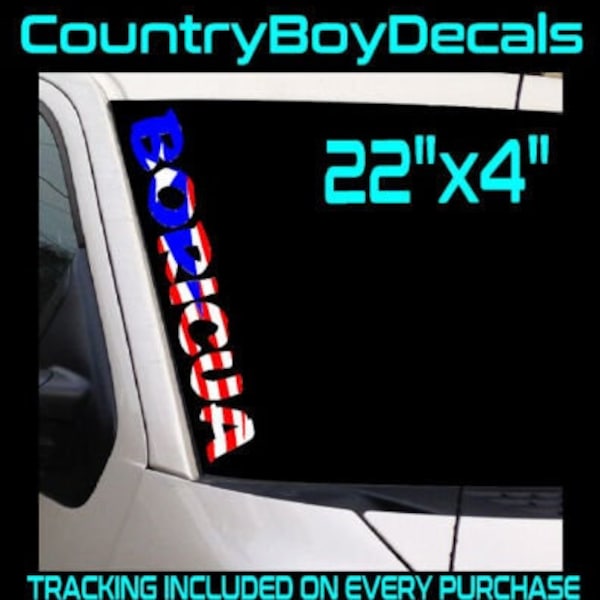 BORICUA Vinyl Decal 22" Puerto Rico Rican Flag Truck Car Diesel Turbo Boost PR