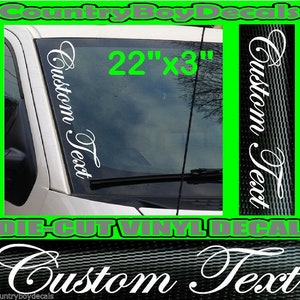 AANGEPASTE TEKST Script VERTICALE Voorruit Vinyl Side Sticker Sticker Car Truck Boot