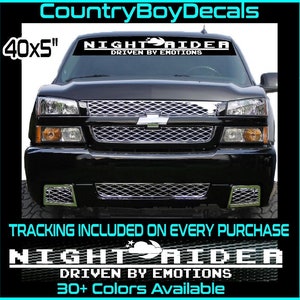 NIGHT RIDER Driven By Emotions 42&quot; x 5&quot; Vinyl Decal Windshield Sticker JDM Car Turbo Diesel Truck Stance Drift  Low