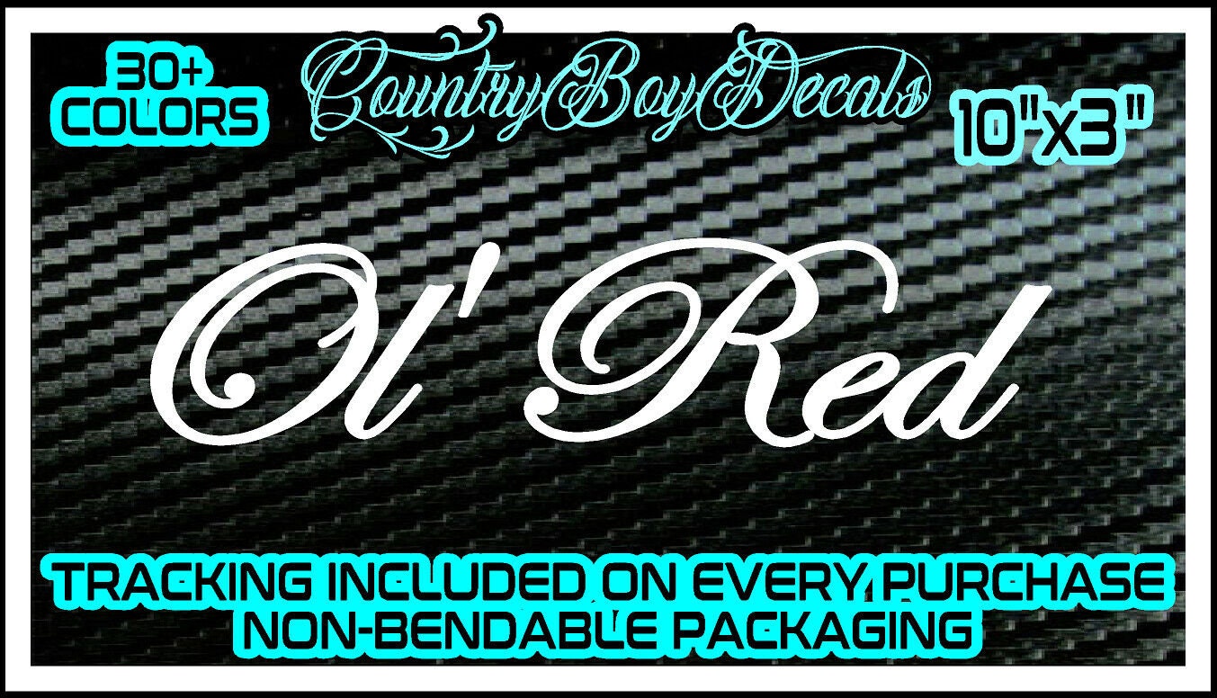 Decals & Stickers Automotive OL' RED Vinyl Decal 22" Windshield Sticker