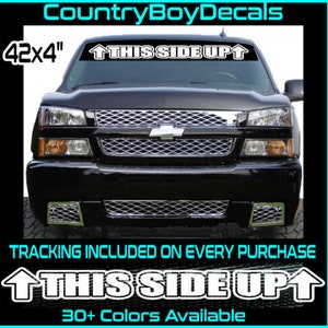 THIS SIDE UP with Arrows Windshield 42&quot; Vinyl Decal Sticker Truck Car Off Road