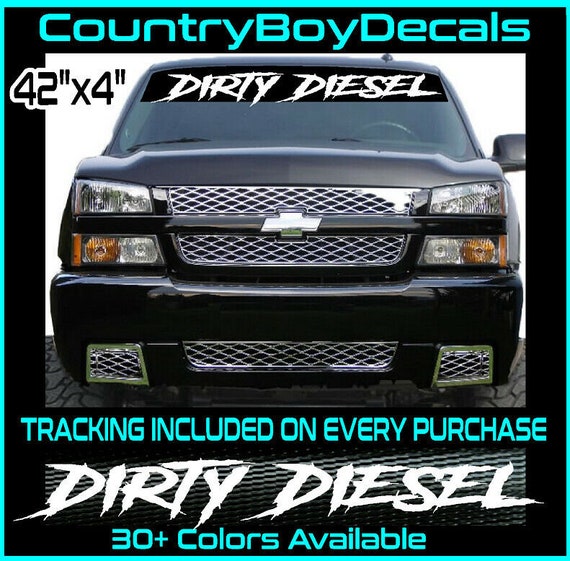Dirty DIESEL VERTICAL Windshield Vinyl Decal Sticker Truck Boost Turbo GT Smoke