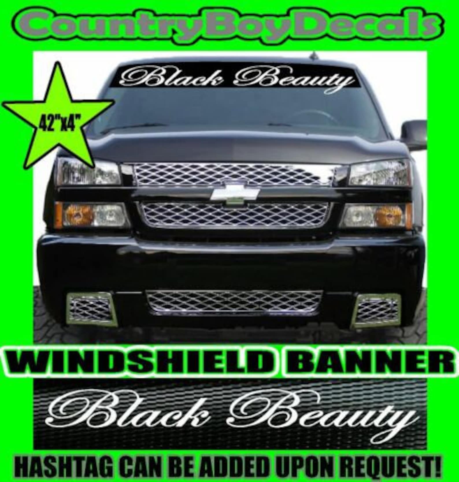 BLACK BEAUTY Windshield Brow Vinyl Decal Sticker Truck Car Etsy