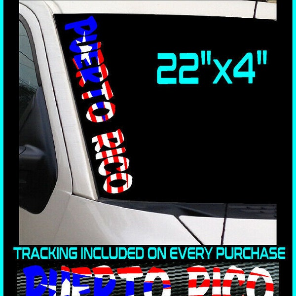 PUERTO RICO 22" Vertical Vinyl Decal Sticker Flag Rican PR Truck Car Turbo Boost