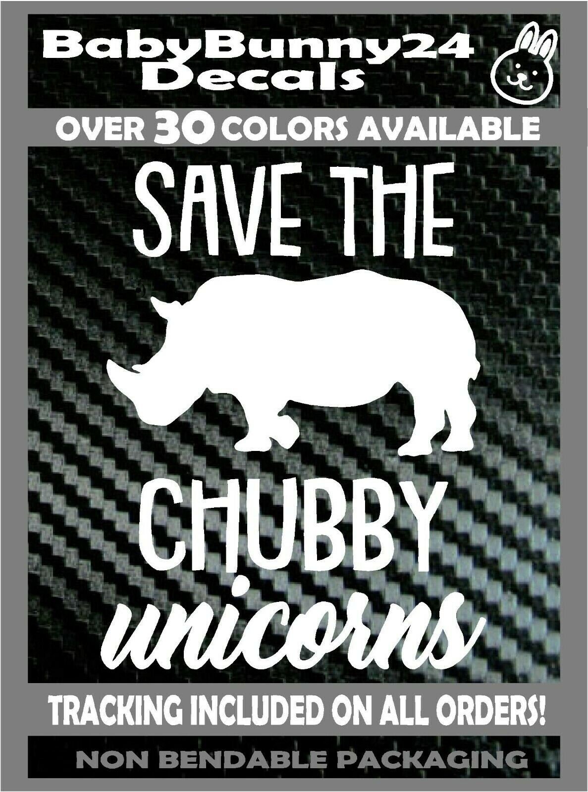 Save The Chubby Unicorns Rhino rhinoceros Truck Van Car Vinyl Decal Sticker