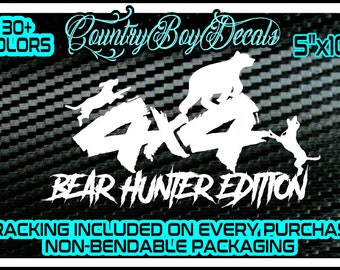 4x4 BEAR HUNTER EDITION Vinyl Decal Sticker Hounds Dogs Beagles Truck Car Hunt
