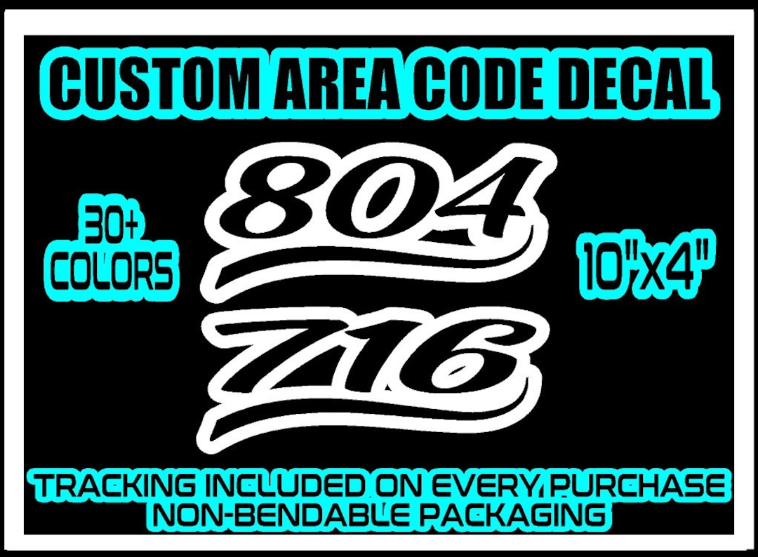 Custom AREA CODE Vinyl Decal 10"x4" Sticker Diesel Truck JDM Car Euro ...