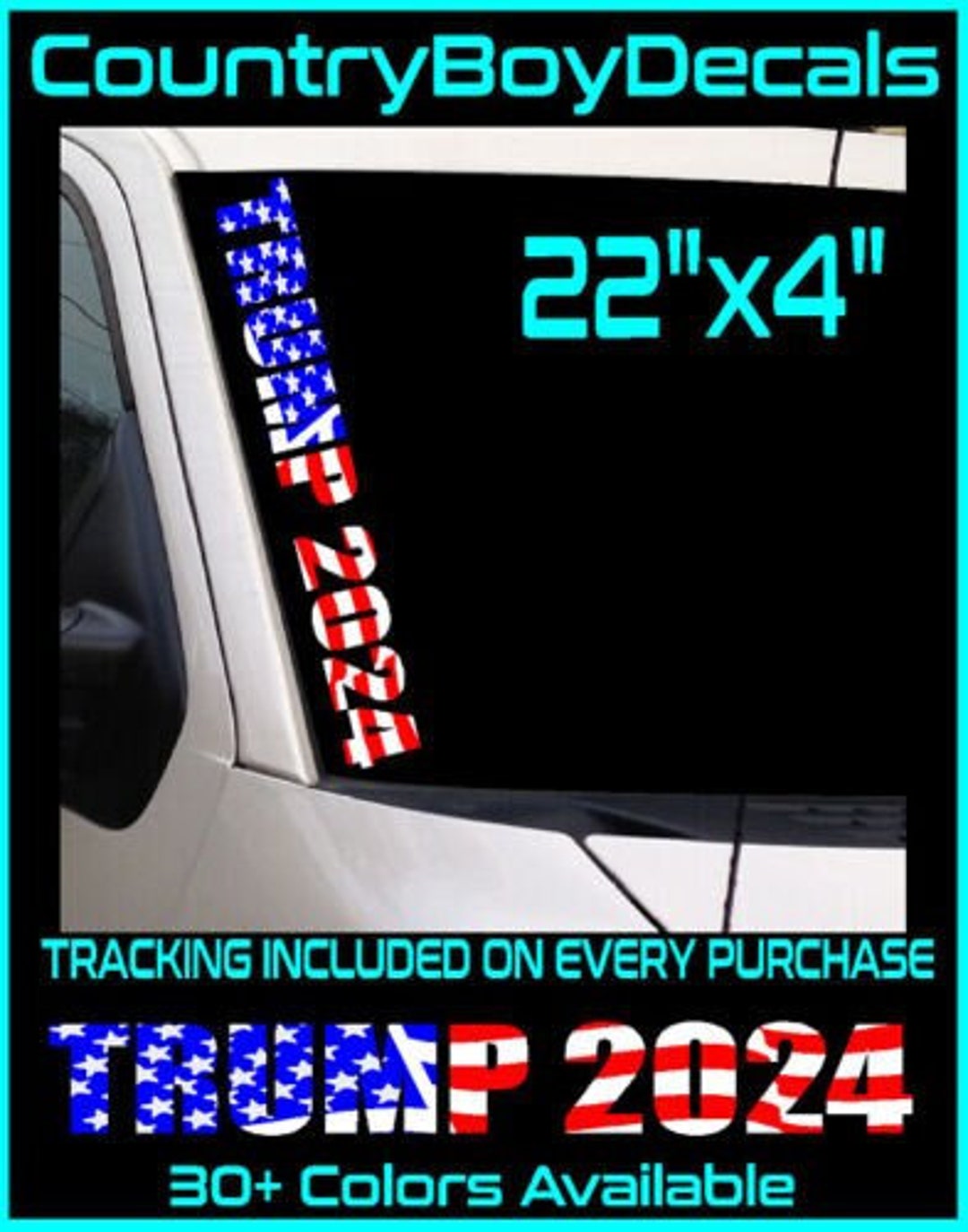 TRUMP 2024 Windshield 22" Vinyl Decal Sticker USA Diesel Truck MAGA Car ...