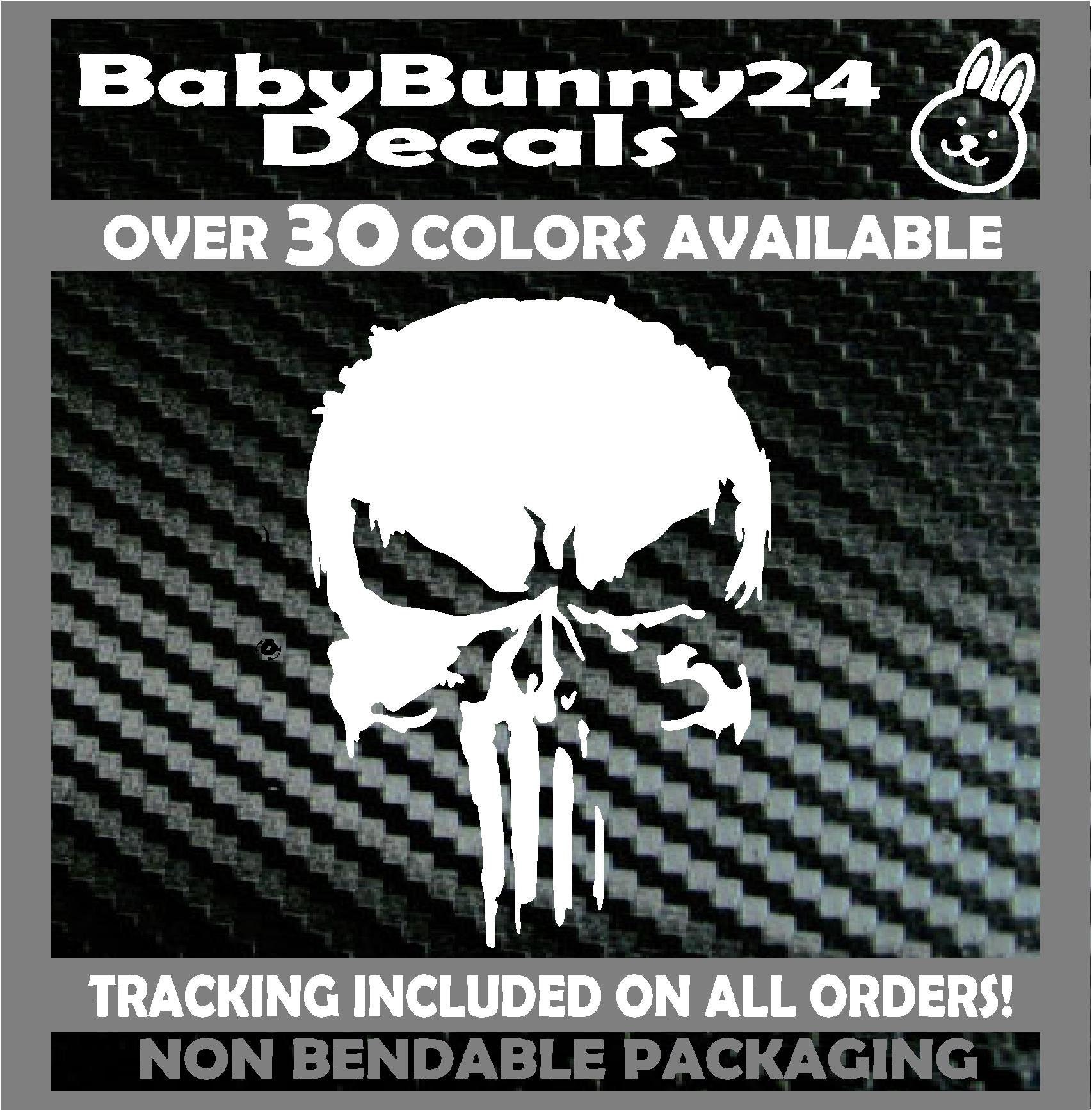 Buy Punisher Skull Distressed Car Truck Van Vinyl Decal Sticker