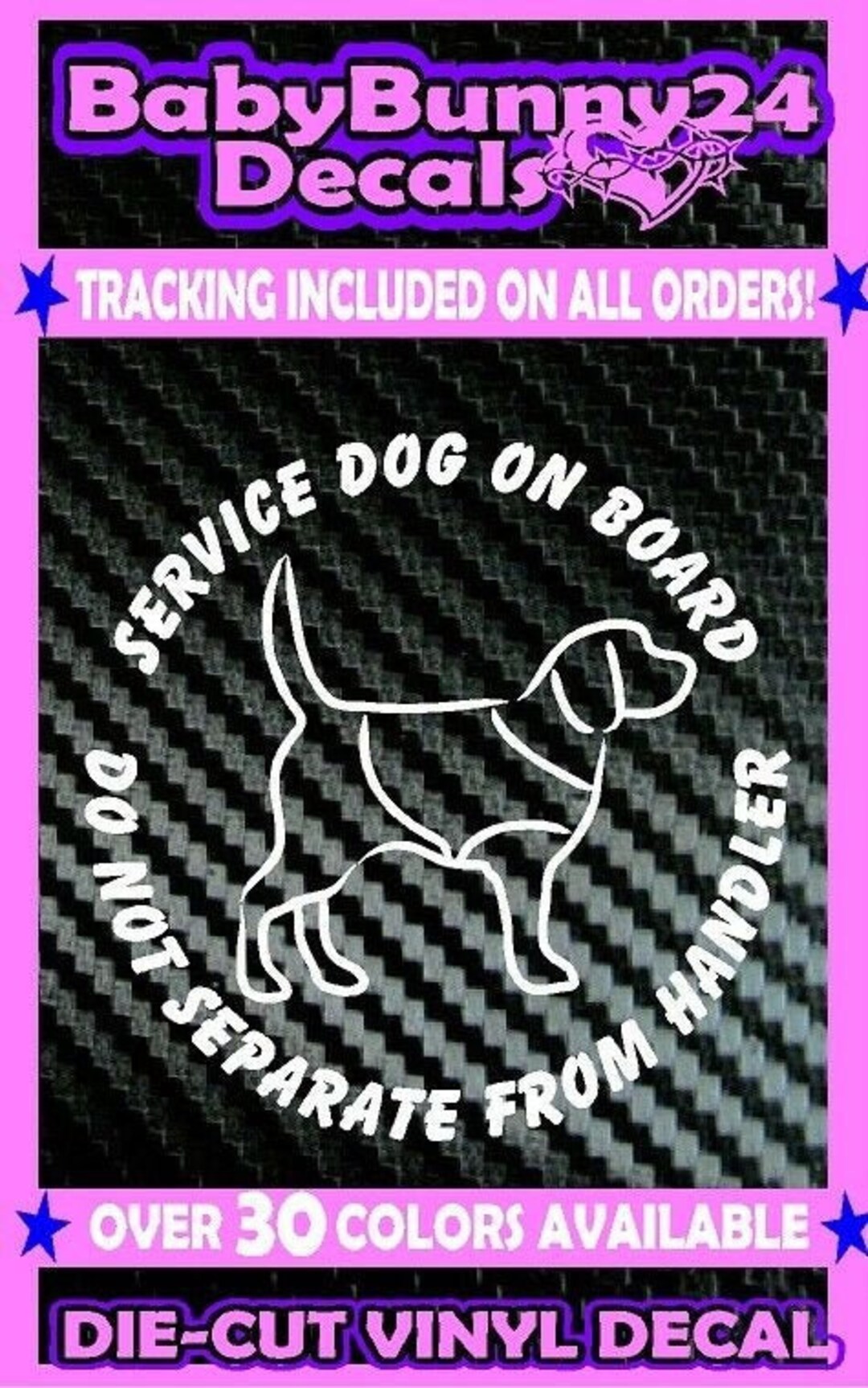 Service Dog on Board Logo Vinyl Decal Sticker Car Truck Laptop Pet ...